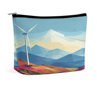 JTKBNVM Windmill Flat Illustration Makeup Bag for Women Waterproof Cosmetic Bag Portable Travel Toiletry Bag Storage Bag Large Makeup Pouch Handheld Makeup Bag for Work, style, One Size