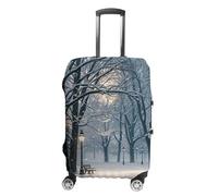 JTKBNVM Winter Snow Falling in The Park Luggage Covers Tsa Approved Suitcase Cover Elastic Washable Luggage Sleeve Carry on Cover Protector Anti-Scratch Suitcase Protector Fits 19-30 Inch Case, white