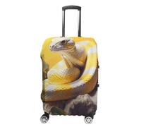 JTKBNVM Yellow And White Python Luggage Covers Tsa Approved Suitcase Cover Elastic Washable Luggage Sleeve Carry on Cover Protector Anti-Scratch Suitcase Protector Fits 19-30 Inch Case, white, XL