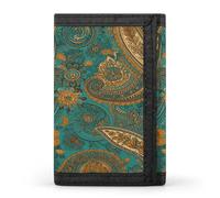JTKBNVM Yellow Paisley Pattern Trifold Wallet Trifold Wallets for Men Women Slim Wallet Mens Wallet Trifold Front Pocket Wallet | Versatile Wallets with 8 Credit Card Holder, style, One Size