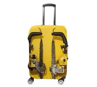 JTKBNVM Yellow Two Chainsaws Luggage Covers Tsa Approved Suitcase Cover Elastic Washable Luggage Sleeve Carry on Cover Protector Anti-Scratch Suitcase Protector Fits 19-30 Inch Case, white, M
