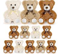 JTKDG 12 Pcs Cute Bear Stuffed Animals Bulk 35cm Small Teddy Bears Plush Stuffed Animal in 3 Colors for Valentine Gift Graduation Baby Shower Birthday Party Favor