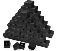 JTKDG 200 Pcs Ring Box Bulk Cardboard Jewelry Gift Boxes Small Earring Case for Proposal Wedding Mothers Day Valentine's Day Packaging (Black)