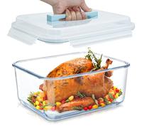 JTKDG 200oz/26cup Large Glass Food Storage Containers with Lids, Big Rectangular Airtight Meal Prep Container for Rotisserie Chicken Turkey Watermelon Potluck Lasagna, Freezer Microwave & Oven Safe