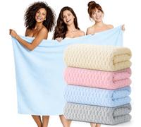JTKDG 4 Pcs Oversized Bath Towels 102 x 204cm Extra Large Bath Sheets for Adults Jumbo Microfiber Towel Coral Velvet Soft Absorbent Bathroom Towels for Bathroom Hotel Spa(Multicolor)