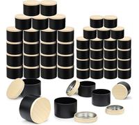 JTKDG 48 Pack Candle Tins, 24pcs 8oz + 24pcs 4oz Black Candle Jars with Lids Bulk Metal Empty Containers for andle Making DIY Storage Gifts