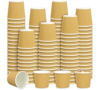 JTKDG 4oz Espresso Paper Cups - 350 Pcs Disposable Coffee Cups, Triple Wall Ripple Insulated, Small Kraft Hot Drink Cups for Nespresso, Macchiato, Tasting, Catering, Offices & Events (Brown)