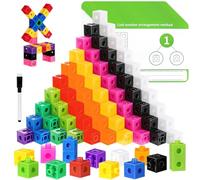 JTKDG 500 Pcs Math Learning Linking Cube with 18 Pcs Stem Cards Counting Cubes, Colorful Plastic Counting Blocks, Manipulatives Classroom Learning Supplies for Classroom, Homeschool