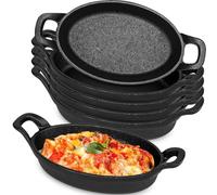 JTKDG 6 Pcs Mini Cast Iron Skillet 15.4 x 9.6 cm Small Oval Skillets Cast Iron Cookware 8 oz Single Serve Dish Pans Casserole Dish for Kitchen Restaurant Baking Roasting Cooking Grilling Ramekins
