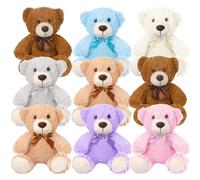 JTKDG 9 Pcs Cute Bear Stuffed Animals Bulk 35cm Small Teddy Bears Plush Stuffed Animal in 7 Colors for Valentine Gift Graduation Baby Shower Birthday Party Favor