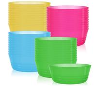JTKDG 96 Pcs Kids Plastic Bowls Set 14 oz Reusable Toddler Bowls Colorful Microwave Dishwasher Safe Cereal Salad Dessert Soup for Home Parties Events School, 4 Colors