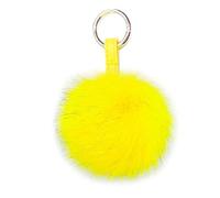 jtkdxqs Faux Fur Pom Pom Keychain Fluffy Ball Key Chain 6" for Women Car Keyring Bag backpack Charm, Yellow, 6"