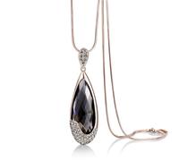 jtkhaweh Classic Able High-End Crystal Water Droplet Sweater Chain With Personalized Geometry 镶钻长水滴咖啡金+灰色