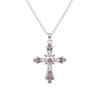 jtkhaweh Classic Gothic Bohemian Style Crystal Diamond Colored Cross Pendant Girls Collarbone Necklace 项链