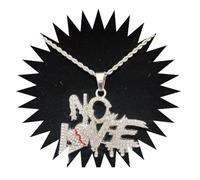 jtkhaweh Classic Hip Hop No Love Necklace Pendants For Men And Women Heart Broke Necklaces Iced Out Bling Chain Silverropechain