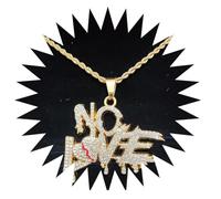 jtkhaweh Classic Hip Hop No Love Necklace Pendants For Men And Women Heart Broke Necklaces Iced Out Bling Chain Goldropechain