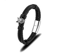 jtkhaweh Good Bracelet, Bracelet, Jewelry, Women'S And Men'S Leather Jewelry Classic Animal Wolf Head Men'S Double Strand Leather Bracelet Punk 23Cm