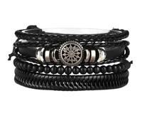 jtkhaweh Good Bracelet, Bracelet, Jewelry, Women'S And Men'S Leather Jewelry Vintage 4Pcs /Set Bracelet For Man Hand-Woven Bracelet Set Retro Beads Leather Bracelet Bracelet Hand Band For Men 3