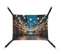 JTKLQBN 16.9 X 13 Inches Hanging Pet Hammock Christmas Lights Shine Like Stars Printed Bed Soft Pet Mat with Adjustable Straps Breathable Hanmock for Cats Ferret Small Dogs Rabbits