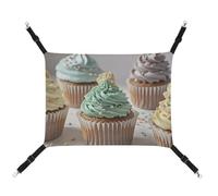JTKLQBN 16.9 X 13 Inches Hanging Pet Hammock Cupcake Printed Bed Soft Pet Mat with Adjustable Straps Breathable Hanmock for Cats Ferret Small Dogs Rabbits