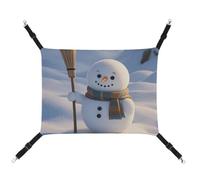JTKLQBN 16.9 X 13 Inches Hanging Pet Hammock Cute Little Snowman Printed Bed Soft Pet Mat with Adjustable Straps Breathable Hanmock for Cats Ferret Small Dogs Rabbits