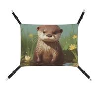 JTKLQBN 16.9 X 13 Inches Hanging Pet Hammock Cute Otter Printed Bed Soft Pet Mat with Adjustable Straps Breathable Hanmock for Cats Ferret Small Dogs Rabbits