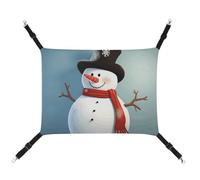 JTKLQBN 16.9 X 13 Inches Hanging Pet Hammock Cute Snowman Printed Bed Soft Pet Mat with Adjustable Straps Breathable Hanmock for Cats Ferret Small Dogs Rabbits
