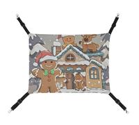 JTKLQBN 16.9 X 13 Inches Hanging Pet Hammock Gingerbread Small Home Printed Bed Soft Pet Mat with Adjustable Straps Breathable Hanmock for Cats Ferret Small Dogs Rabbits