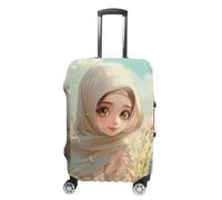 JTKLQBN Anti-Scratch Luggage Cover Cartoon Muslim Girl Printed Luggage Case Protector Washable Suitcase Covers Elastic Suitcase Protector for Size M (22-24 inch) Luggage, Cartoon Muslim Girl, M