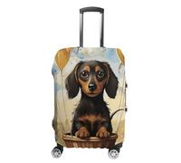 JTKLQBN Anti-Scratch Luggage Cover Dachshund Hot Air Balloon Printed Luggage Case Protector Washable Suitcase Covers Elastic Suitcase Protector for Size Luggage, Dachshund Hot Air Balloon, M