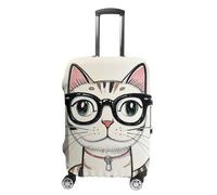 JTKLQBN Anti-Scratch Luggage Cover Design Hipster Cat Kitten Glasses Printed Luggage Case Protector Washable Suitcase Covers Elastic Suitcase Protector for Size XL (30-32 inches) Luggage, Design