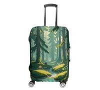 JTKLQBN Anti-Scratch Luggage Cover Enchanted Wilderness Fantasy on Dark Green Printed Luggage Case Protector Washable Suitcase Covers Elastic Suitcase Protector for Size S (19-21 inches) Luggage,