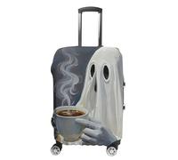 JTKLQBN Anti-Scratch Luggage Cover Ghosts Drinking Coffee Printed Luggage Case Protector Washable Suitcase Covers Elastic Suitcase Protector for Size Luggage, Ghosts Drinking Coffee, M