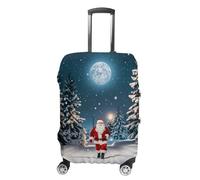 JTKLQBN Anti-Scratch Luggage Cover Santa Claus Walks on A Snowy Night Printed Luggage Case Protector Washable Suitcase Covers Elastic Suitcase Protector for Size Luggage, Santa Claus Walks on A Snowy