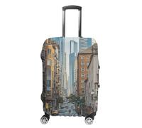 JTKLQBN Anti-Scratch Luggage Cover Small Streets Printed Luggage Case Protector Washable Suitcase Covers Elastic Suitcase Protector for Size Luggage, Small Streets, M