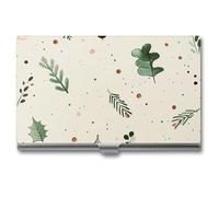 JTKLQBN Business Card Holder Mint Green Pattern Pocket Business Card Case Slim Portable Metal Business Card Organizer Name Card Holder Credit Card Organizer for Men Women , silver, One Size, Casual