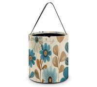 JTKLQBN Halloween Tote Candy Bags, Christmas Buckets for Gifts Beige And White Flowers Printed Reusable Halloween Candy Buckets Goodie Bags for Party Favor Christmas Halloween, Beige and White