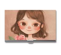 JTKLQBN Slim Metal Business Card Case Big Eyes Girl Printed Name Card Holder Professional Business Card Organizer Christmas Card Holder for Men Women Business Personnel, Big Eyes Girl, 3.7 x 2.2 x 0.3