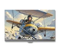 JTKLQBN Slim Metal Business Card Case Planes Fly Animals Run Printed Name Card Holder Professional Business Card Organizer Christmas Card Holder for Men Women Business Personnel
