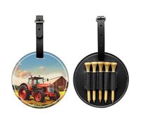 JTKREZ Company Farm Tractor Printed Golf Tee Holder PU Leather Golf Tees Bag for Golfer Men Women, Black