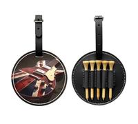 JTKREZ Guitar British Flag Printed Golf Tee Holder PU Leather Golf Tees Bag for Golfer Men Women, Black
