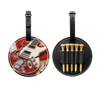JTKREZ Guitar British Flag Printed Golf Tee Holder PU Leather Golf Tees Bag for Golfer Men Women, Black
