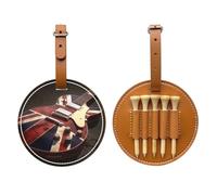 JTKREZ Guitar British Flag Printed Golf Tee Holder PU Leather Golf Tees Bag for Golfer Men Women, Brown