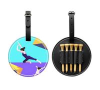 JTKREZ Gymnastics Game Printed Golf Tee Holder PU Leather Golf Tees Bag for Golfer Men Women, Black