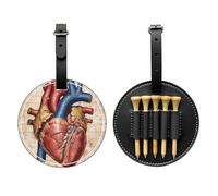 JTKREZ Human Anatomy Heart Chart Printed Golf Tee Holder PU Leather Golf Tees Bag for Golfer Men Women, Black