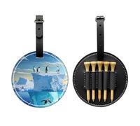 JTKREZ Penguins On The Iceberg Print Printed Golf Tee Holder PU Leather Golf Tees Bag for Golfer Men Women, Black
