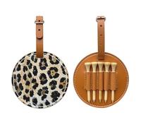 JTKREZ Rough Leopard Print Printed Golf Tee Holder PU Leather Golf Tees Bag for Golfer Men Women, Brown