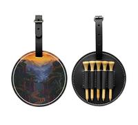JTKREZ Shining Overlook Printed Golf Tee Holder PU Leather Golf Tees Bag for Golfer Men Women, Black