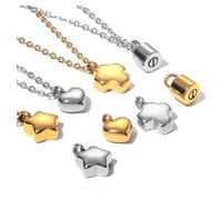 JTKSSCS Ashes Necklace Mini Stainless Steel Heart/Cross/Star/Padlock Charm Cremation Urn Necklace/Bracelet Pendant Memorial Jewelry(Heart Silver Chain)