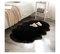 JTKSSCS Bedroom Rug Soft Bedroom Carpet Long Hair Bedside Rugs Sofa Cushion Living Room Fluffy Hairy(BLACK,60X140CM 1PC)